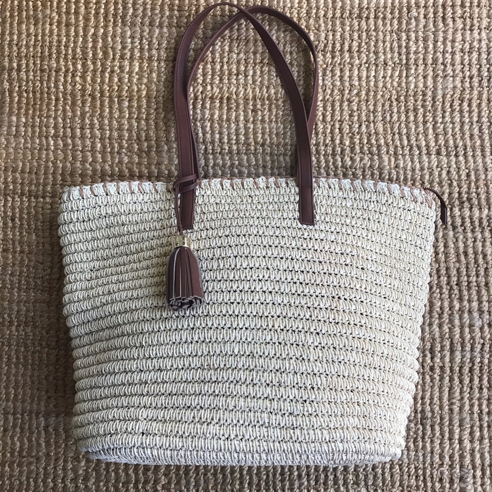 Talbots Woven Straw. Large. Lined Tote Bag